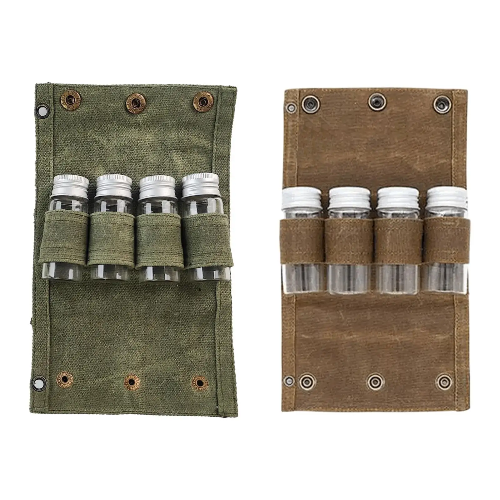 Camping Spice Kit Spice Bag with Jars Gift Portable Holder Glass Jars Travel Bag