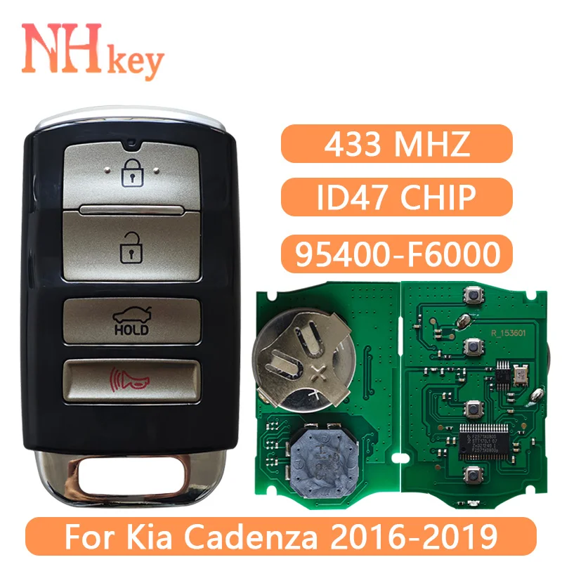 NH KEY ID47 Chip 433MHz 95440-F6000 3+1 Button Keyless Go Car Smart Remote Key For KIA Cadenza 2016-2019