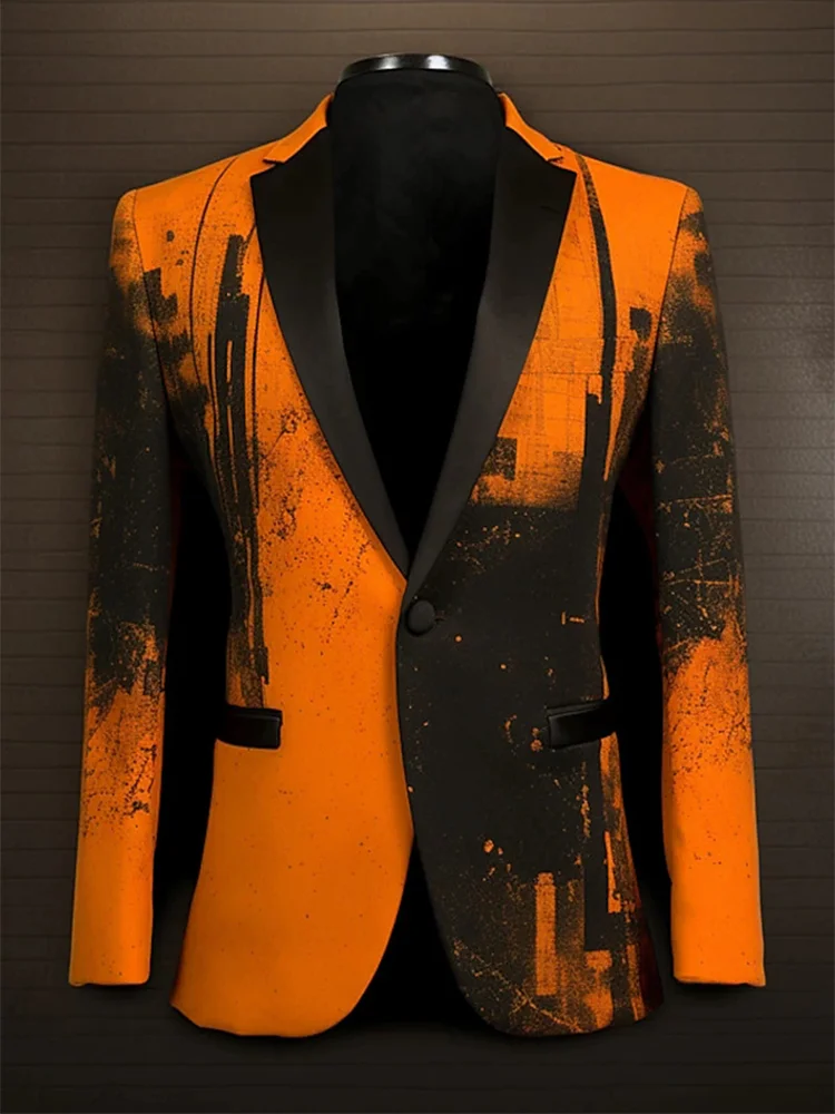 New Orange Men\'s Tuxedo Business Suit Prom Wedding Lapel Men\'s Formal Wear
