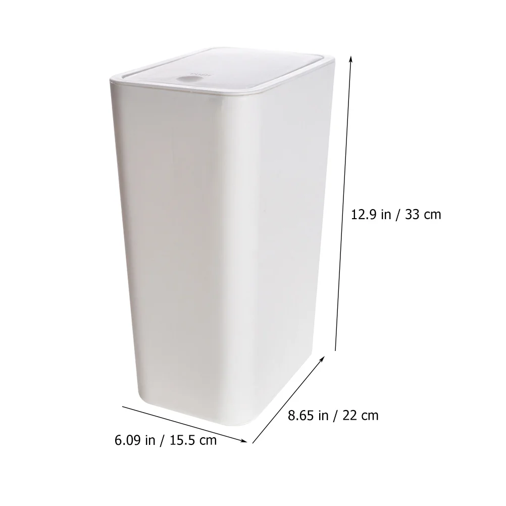 Trash Can Lid Square Rectangle Household Litter Kitchen White Room Narrow Bathroom Office