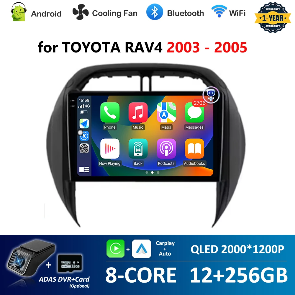 

Автомагнитола для TOYOTA RAV4 2003-2005, мультимедийный плеер 9 дюймов, Android OS, GPS-навигация, 4G, Carplay, Wi-Fi, автомобильные инструменты, DSP, стерео, Bluetooth