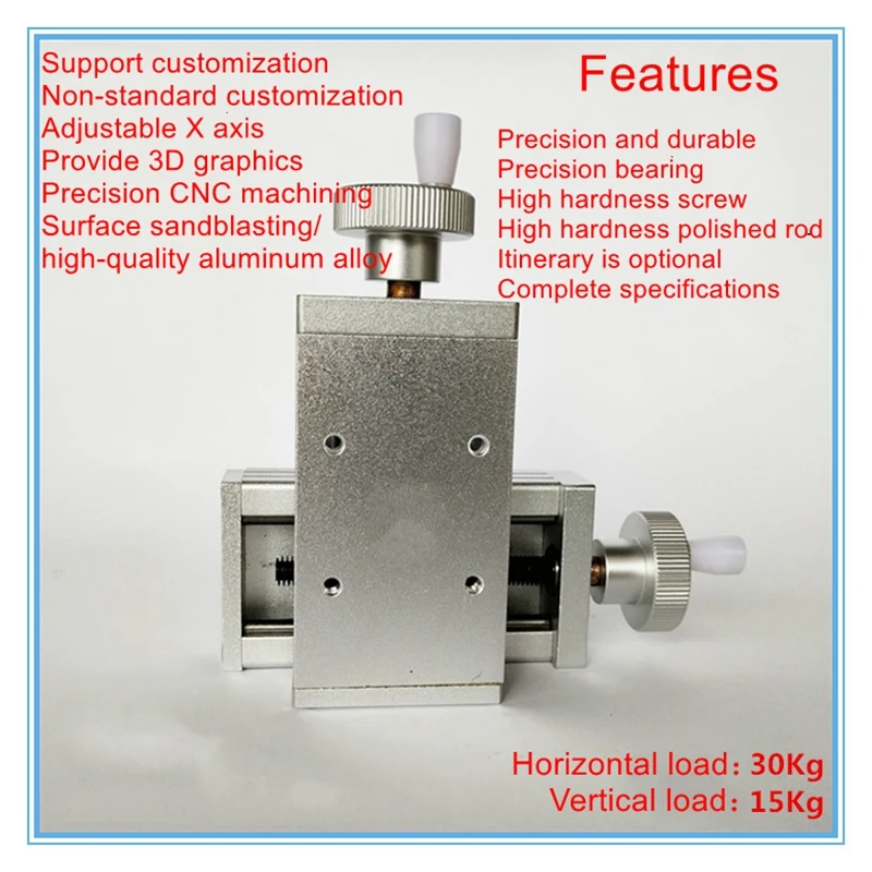 Độ Chính Xác Một Chiều Tinh Chỉnh Bằng Tay Bàn Trượt XY Trục Tay Vít Bảng Dịch Nhôm Hợp Kim Tuyến Tính Chuyển Động