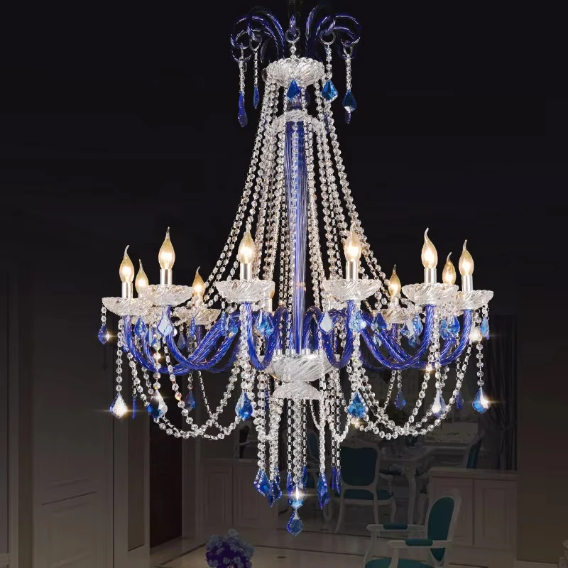 

Nordic Blue Crystal Chandeliers Coffee Internet Cafe Restaurant Pendant Lamp Creative Clothing Store Hotel Decoration Lighting