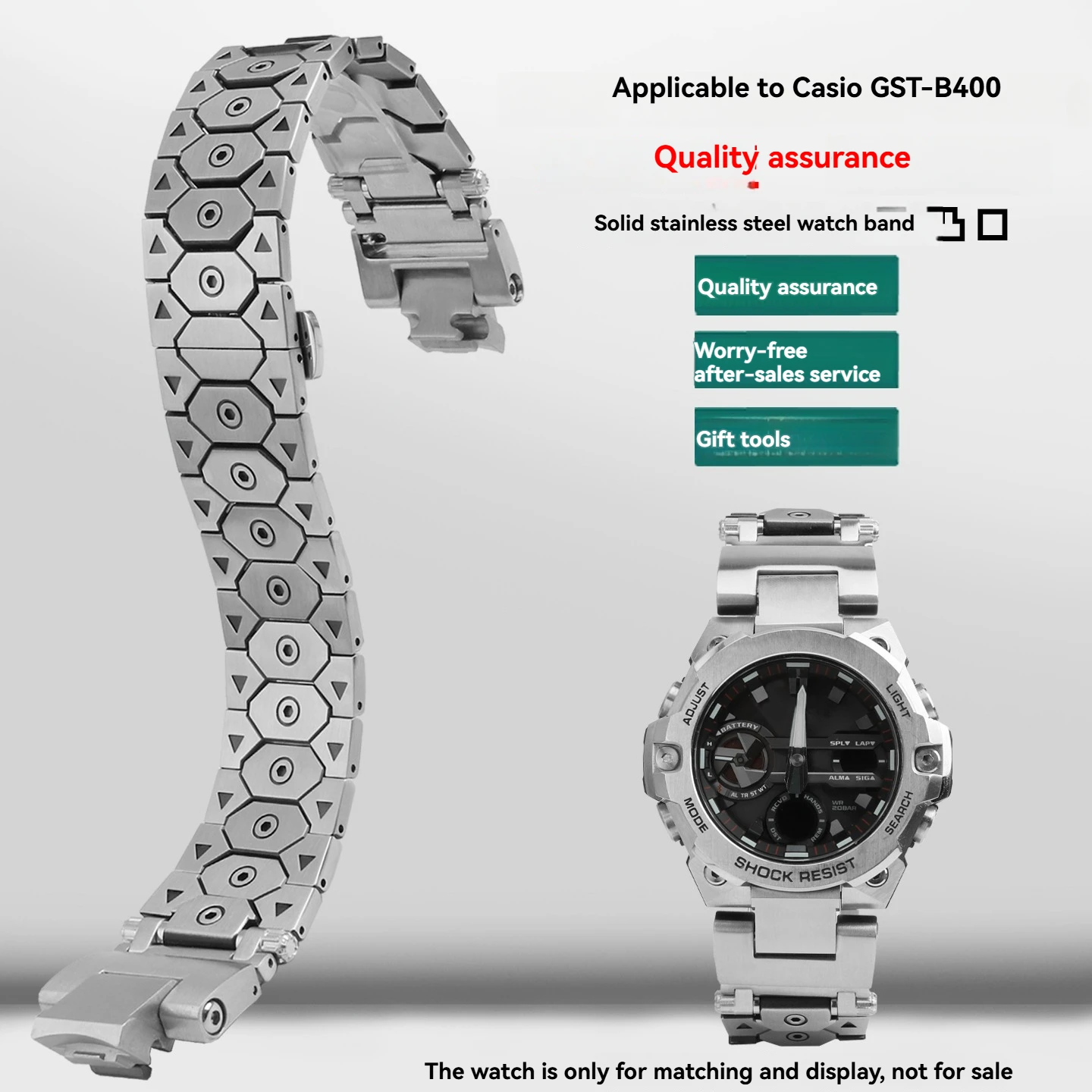 ل G-SHOCK كاسيو GST-B400 الفولاذ المقاوم للصدأ حزام (استيك) ساعة سوار سوار استبدال gst b400 حزام معدني ساعة رجالي حزام 14 مللي متر