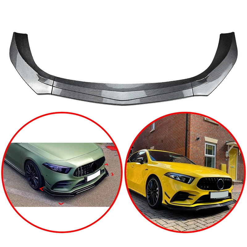 

High Quality ABS Car Front Bumper Lip Spoiler Body Kit For Mercedes Benz A CLASS W177 2019-2022 A180 A200 A35 AMG