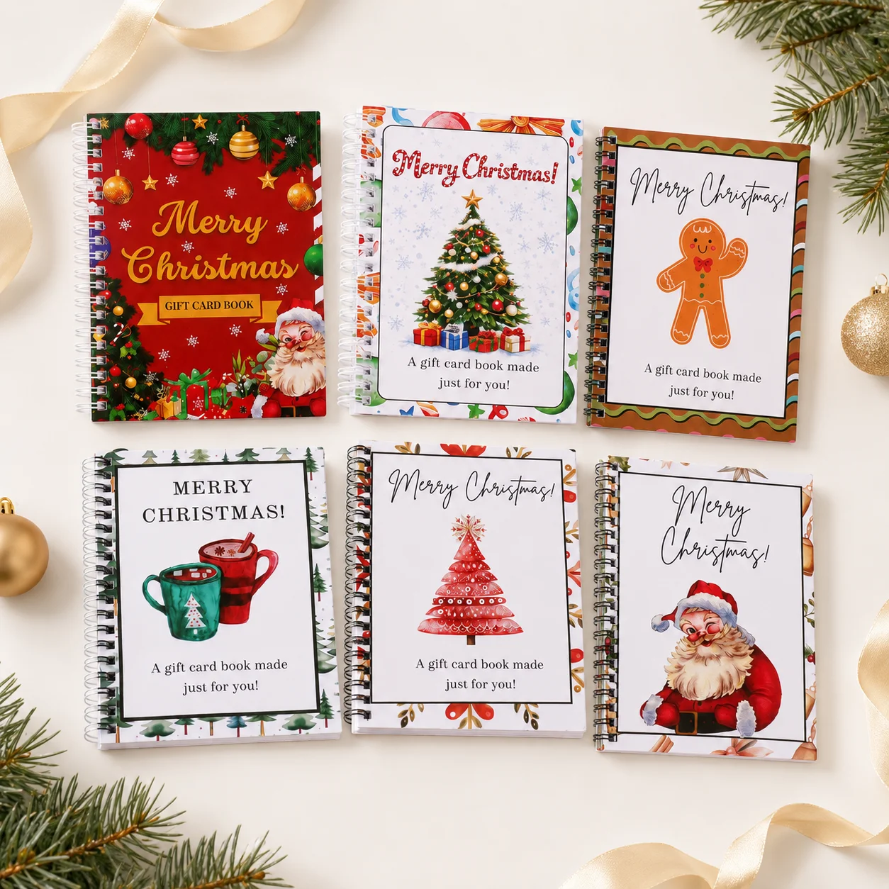 Gift Card Book, 6 Designs Portable, Cute Cartoon Xmas Pattern, Card Holder Organizer, For Office Holiday Use, Creative Gift