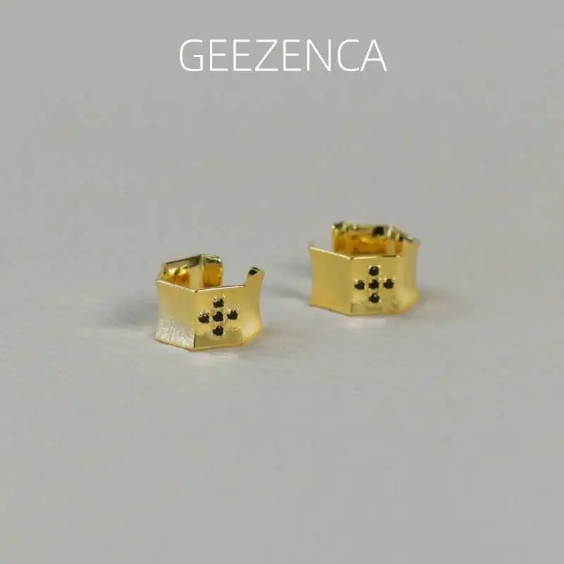 

GEEZENCA 925 Sterling Silver 5A Zircon Cross Clip Earrings For Women Unisex Punk Unique No Piercing Earring 2024 New Party Gift