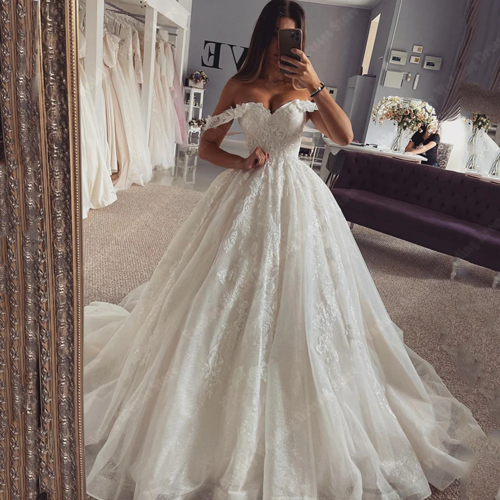 Luxe Off Shoulder Vrouwen Trouwjurken Verlovingsbal Mouwloze A-Line Bruidsjurken Op Maat Gemaakte Vestidos De Novias 2024