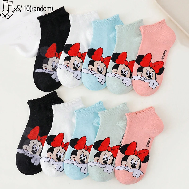 5/10 Pairs Of Sweet And Cute Cartoon Patterns For Women In Spring And Summer, Soft, Comfortable, Casual, Breathable Letter Socks