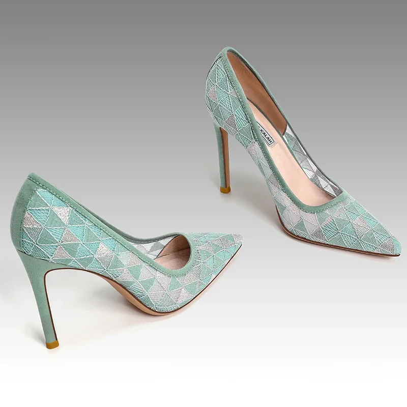 

Новые женские туфли на высоком каблуке с сетчатым верхом (размеры 31-44), удобные, с острым носком, ажурные, сексуальные туфли-лодочки для вечеринок