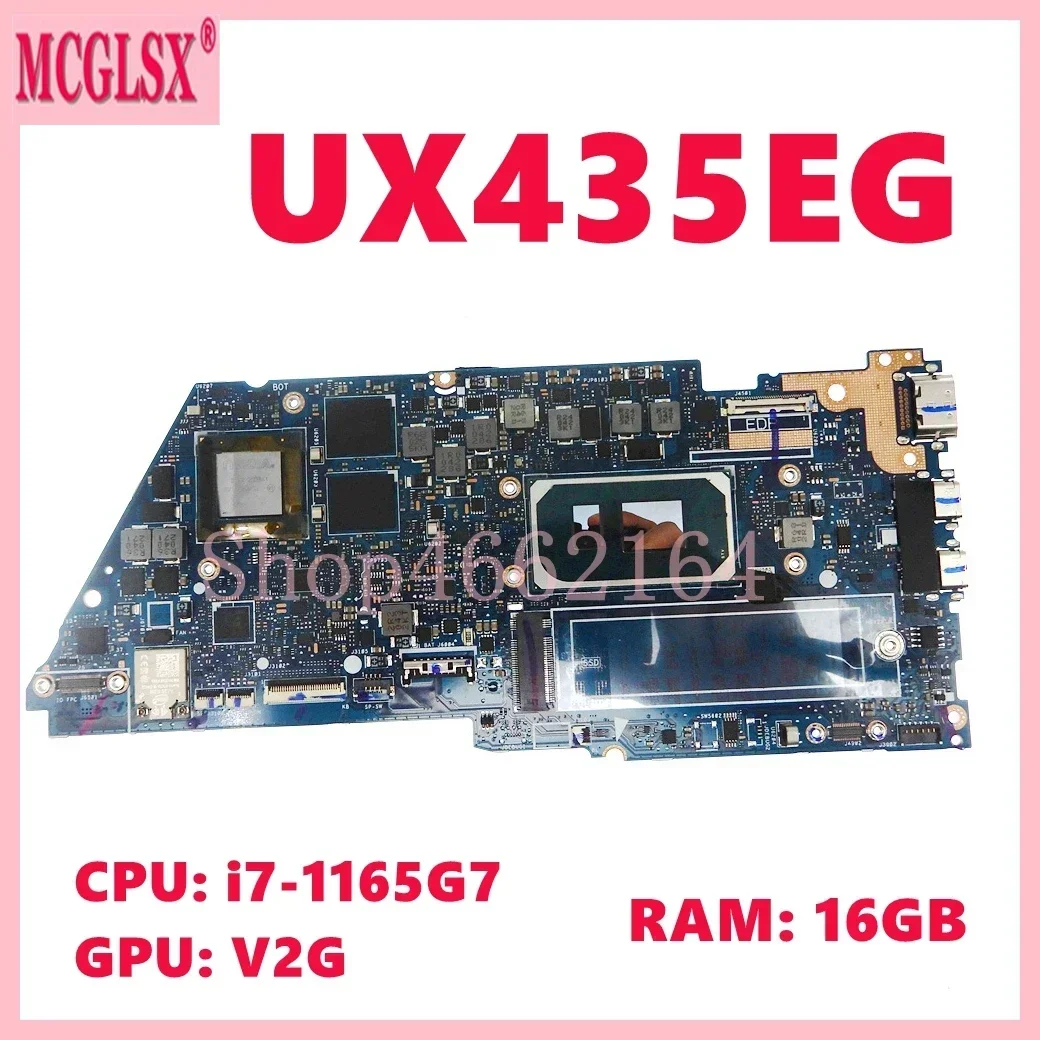 UX435EG i7-1165G7 CPU V2G GPU 16GB-RAM Mainboard For ASUS UX435EA UX435EAL UX435EG UX435EGL RX435E BX435E Laptop Motherboard