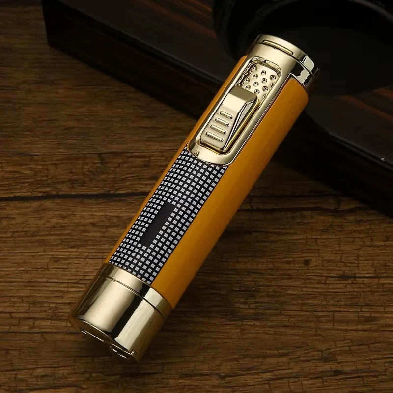 Briquet à flamme à Jet coupe-vent HONEST, torche métallique remplie de Butane avec outil de poinçonnage des cigares pour l'extérieur/moxibustion