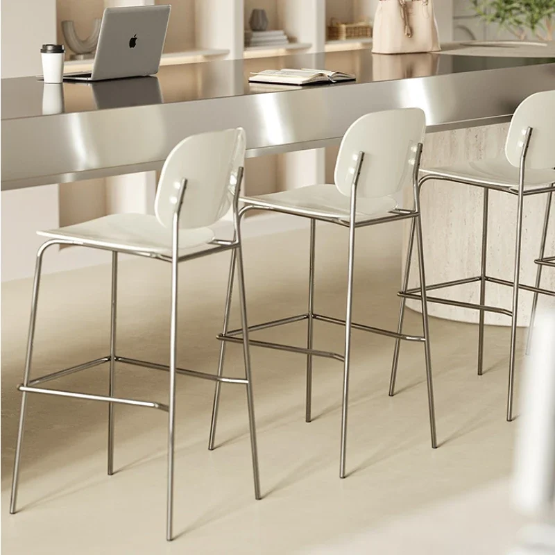 

Nordic Light Luxury Minimalist Bar Chair Milk Tea Coffee Shop Backrest High Footrest Small House Home Bar Acrylic Bar Furniture