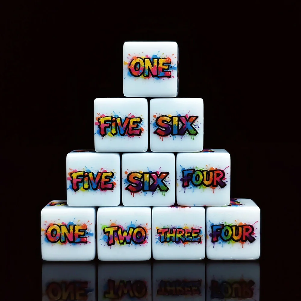 12PCS Set, Acrylic Printed Dice,Dice with Printed Numbers, Tabletop Game Dice for Board Game, Party, Entertainment and Game Dice