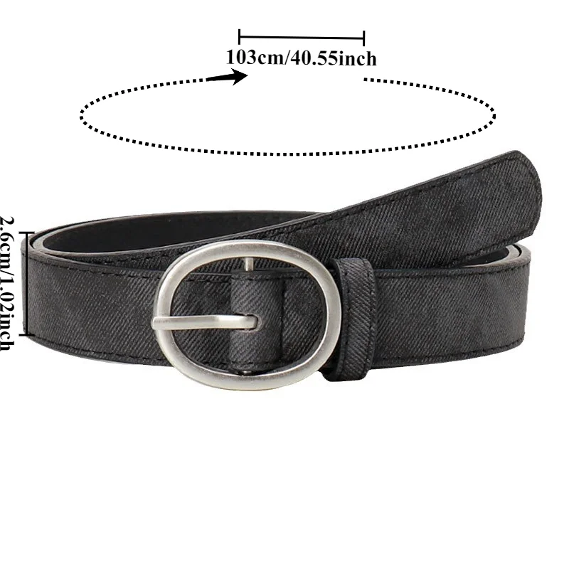 Fashionable Casual Oval Alloy Belt Versatile for Jeans Trendy Minimalis  Decorative Student-Style Women’s Leather Belt
