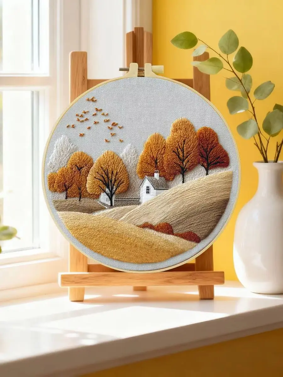 1 Stück 20X20CM/15X15CM 7,87/6,3 Zoll Stickerei-Starter-Kit für ländliche Gebiete DIY-Kit DIY-Stickerei-Set Handarbeiten Heimdekoration – Detail 6