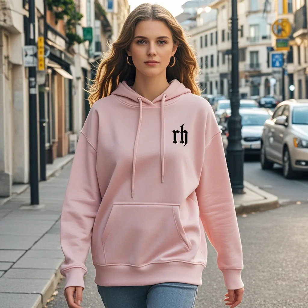 

Cotton hooded pullover Plush And thickened clothing , printed letters rh fashionable sportswear with on for autumn winter