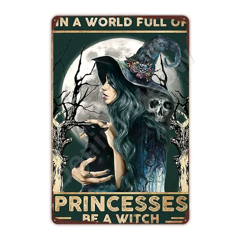 Be a Witch Vintage Metal Tin Sign, Kitchen Poster, Witchery, Home, Bar, Cafe, Halloween Wall Decor, Black Cat Metal Art Sign