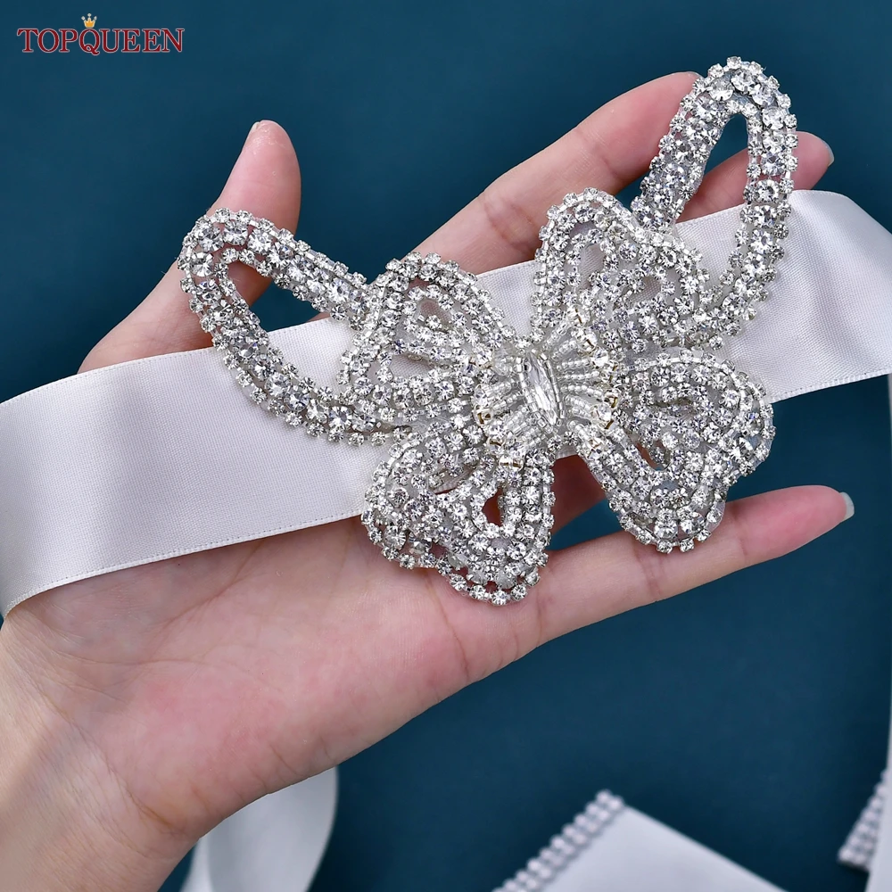 

TOPQUEEN Luxury Rhinestone Bridal Belt Rhinestone Decal Evening Dress Wedding Accessories Bridesmaid Belt Women's Sash SP06