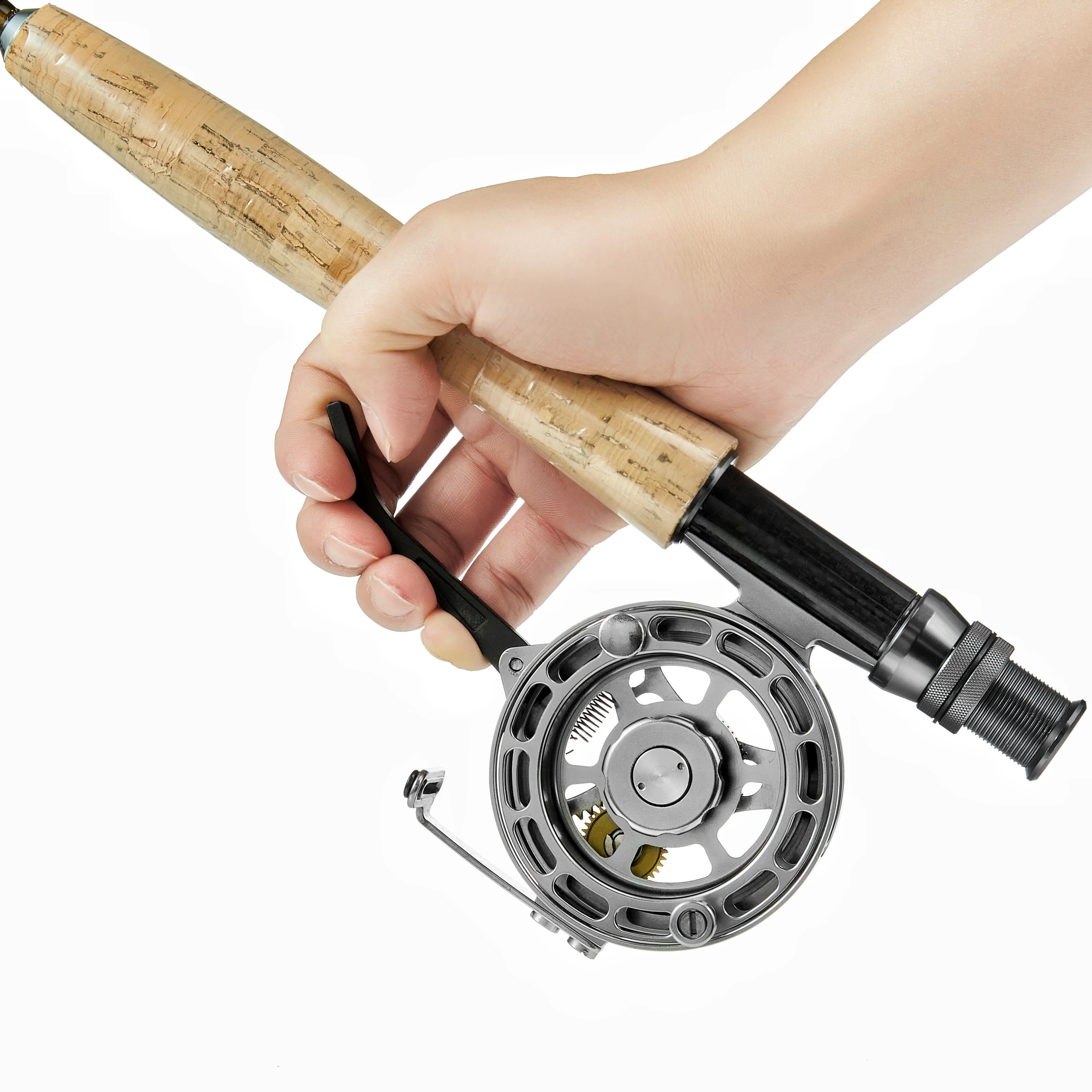 Automatic Fly Fishing Reel Made of CNC Machined Aluminum 75mm Out Diameter Large-Arbour for Nymph Fishing Freshwater