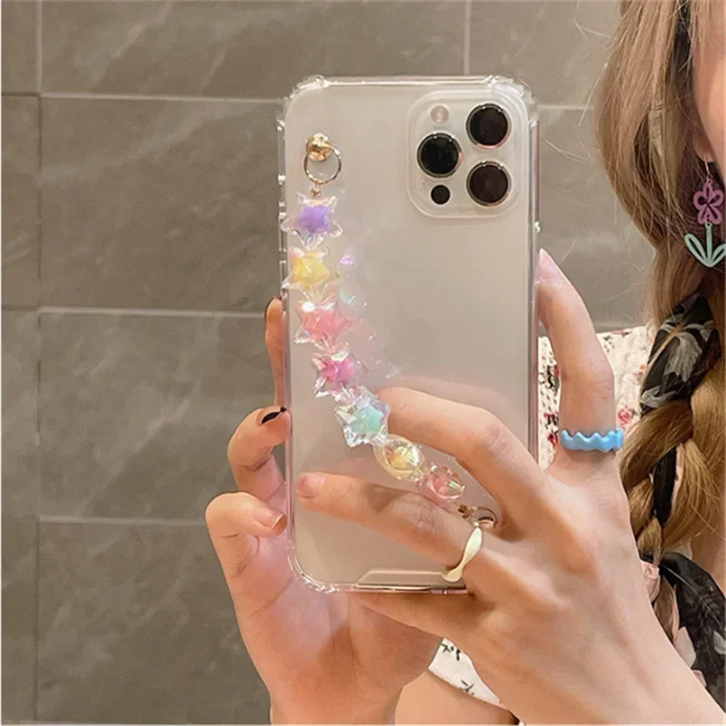 

Luxury Bling Color Bracelet Chain Clear Phone Case For Samsung Galaxy S24 S25 Plus S21 FE S22 23Ultra Note20 10 Back Cover
