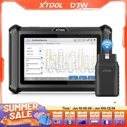 XTOOL D7W V2.0 Bluetooth Auto Scanner All System Diagnostic Tool ECU Coding Bidirectional Key Programmer with 39+Resets CAN FCA