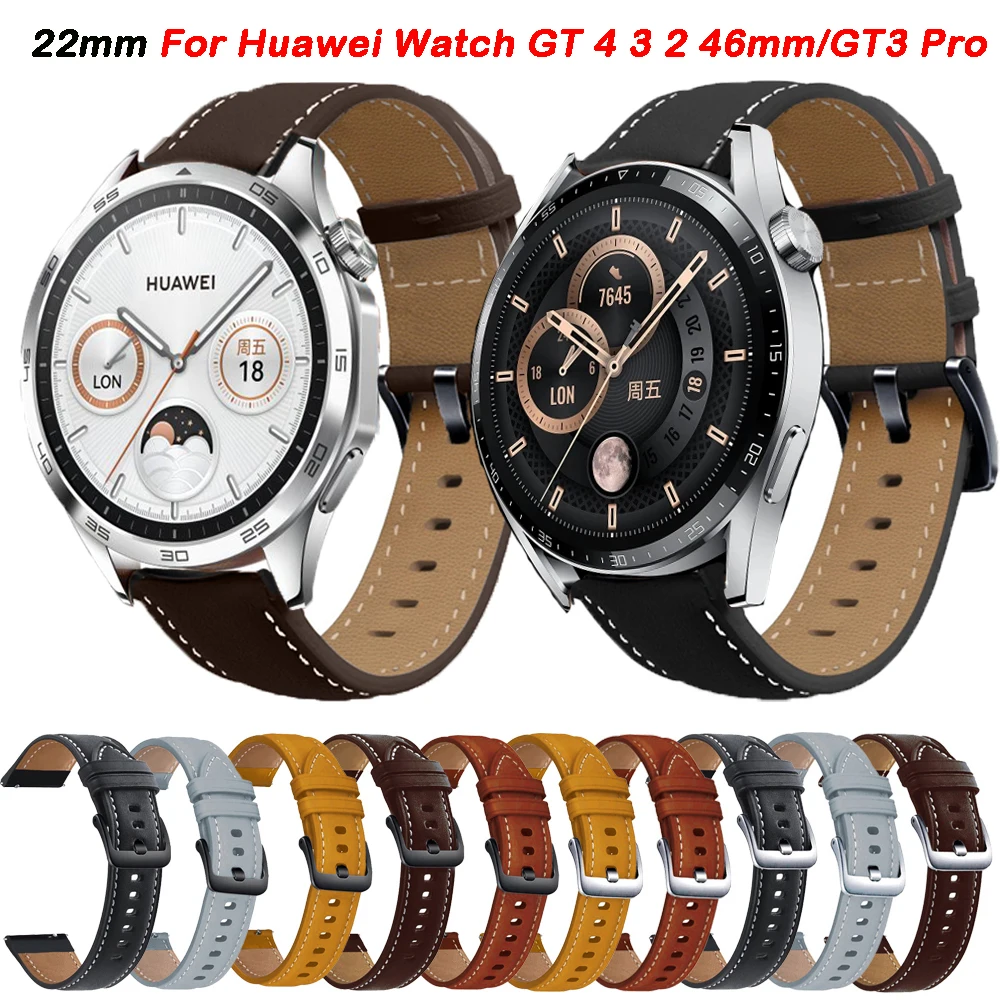 22mm Leather Band For Huawei Watch GT 4 2 3 Pro Straps Watchband For Huawei GT2 GT3 GT4 Pro 46mm Wrist Bracelet Correa