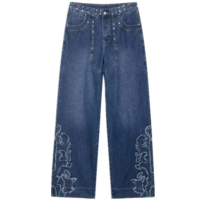 Plones vaqueros bordados de pierna recta de cintura baja estilo informal colección de otoño 2025 novedad de verano pl...