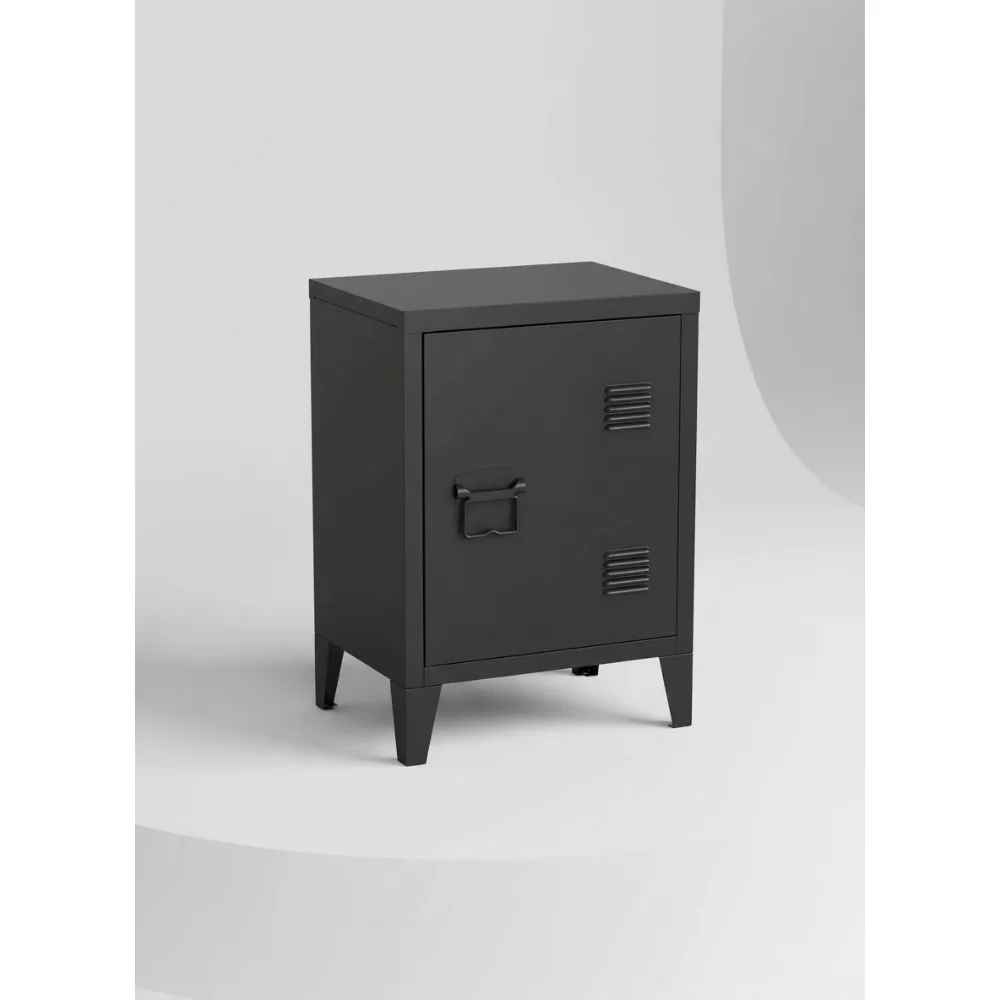 

Modern Metal Nightstand Steel Bedside Table with Shelf Storage Cabinet Easy Assembly for Living Room Bedroom