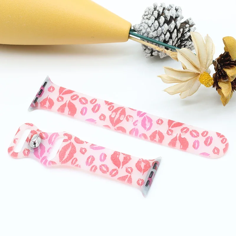 حزام سيليكون لساعة أبل باند 49 مللي متر 38 مللي متر 40 مللي متر 45 مللي متر 44 مللي متر 42 مللي متر 41 مللي متر زهرة طباعة سوار شفاف ل iWatch 9 8 7 6 SE 5