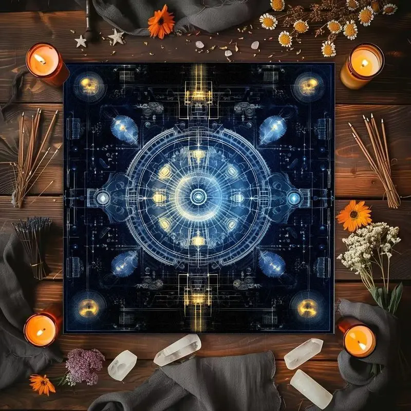 VIKAMA Moon Phase Red Mushroom Tarot Card Tablecloth Mysterious Divination Altar Cloth Ceremony Table Mat Background Cloth