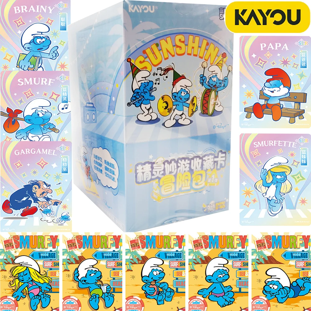 

Original KAYOU Smurf Collection Cards Booster Box Adventure Animated Characters Fun Creative Daily Life Comic Cards Kids Gifts