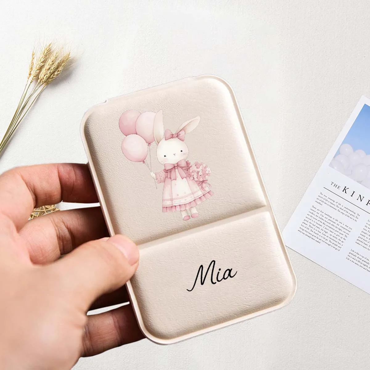 1 piece of personalized touch-up mirror Durable and Pressure-resistant PU Material Cream style high aesthetic folding mirror My