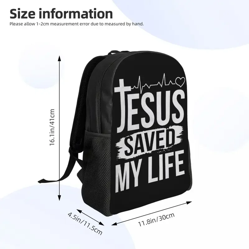 Custom Jesus Saved My Life Travel Backpack  School Laptop Bookbag Christ Religion Christian Faith College Student Daypack Bags