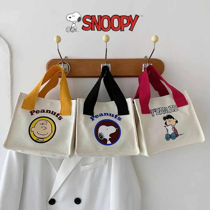 

Сумка на плечо Snoopy Женская холщовая, маленький Повседневный саквояж на магнитной застежке, Экологически чистая сумочка-тоут через плечо, винтажный мессенджер