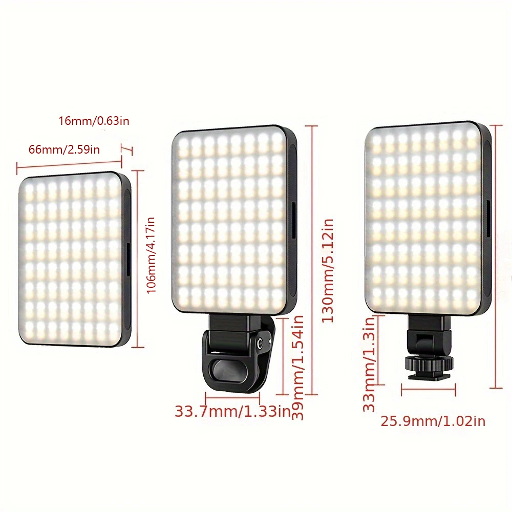 1 Stück wiederaufladbares magnetisches LED-Selfie-Licht, 3 Modi dimmbares Licht, 3000 mAh, 120 LEDs, Clip-On für Telefon/Laptop/PC, Make-up, Video