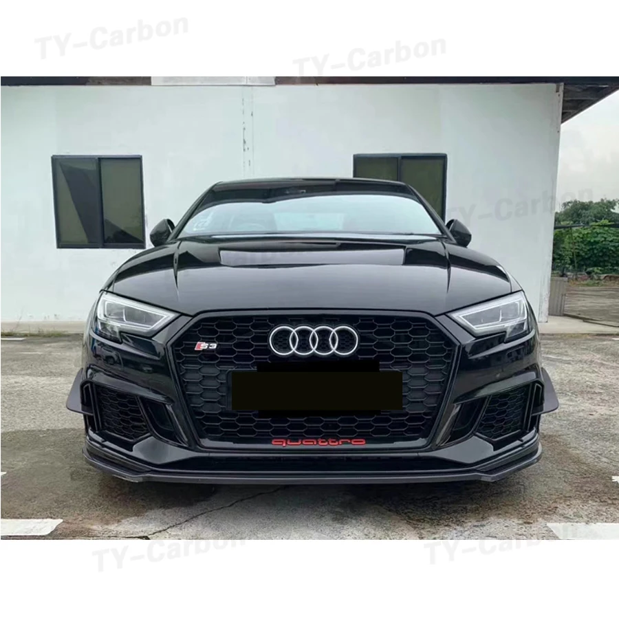 Carbon Fiber FRP Front Bumper Air Vent Side Canards Trims For Audi RS3 Sedan Fins Shark Style Decoration Stickers 2017-2019