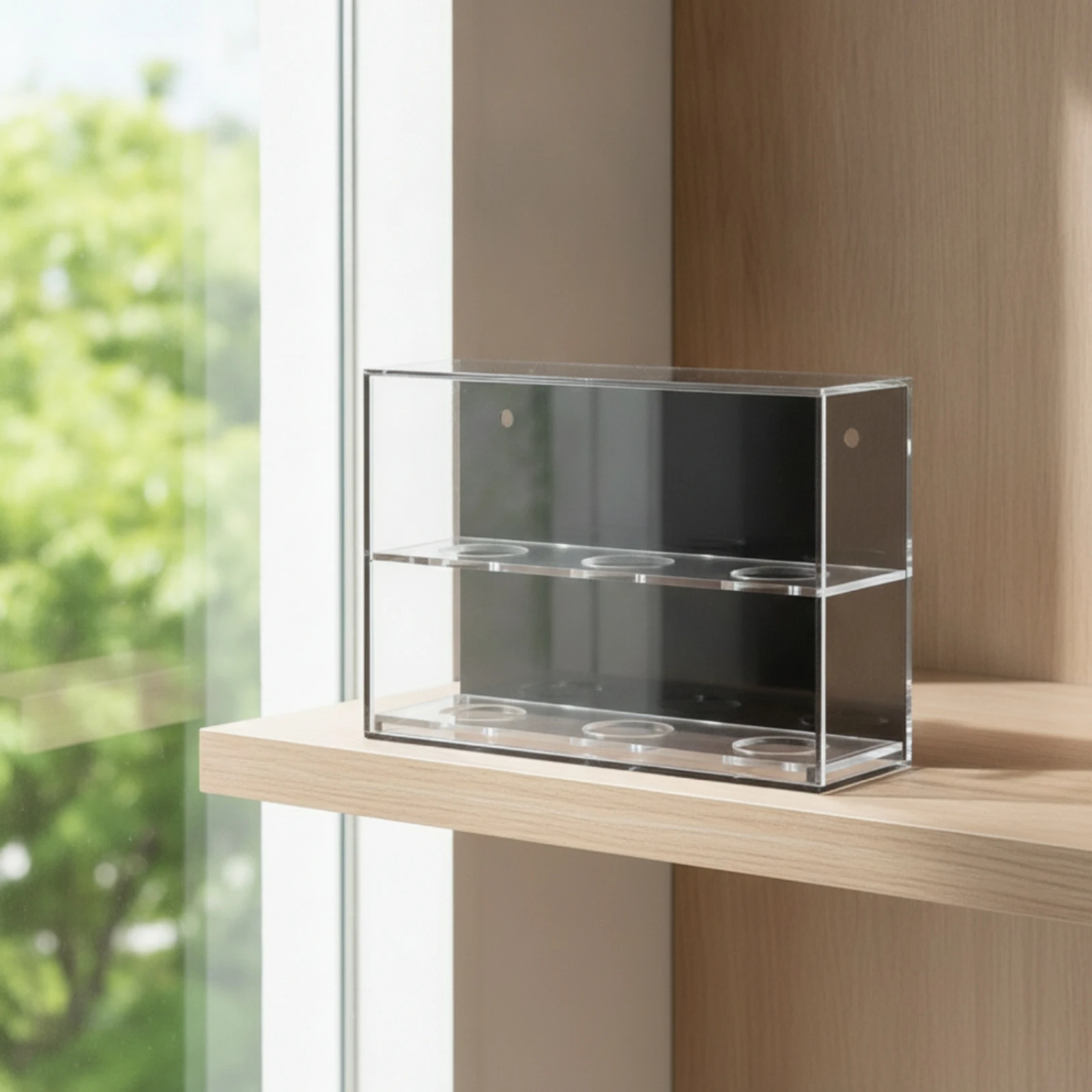 Baseball Display Box with Acrylic Stand 2-Tier Baseball Display Case with Stand Tabletop Transparent for Collectors, Sports Room