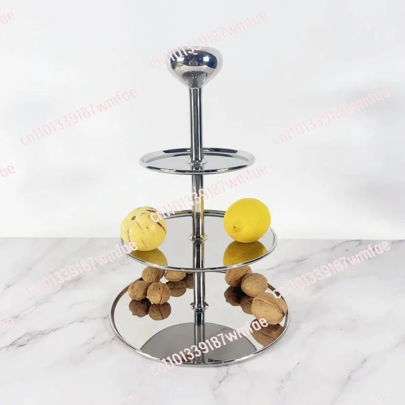 Nordic stainless steel three-layer shelf fruit cake cold food rack afternoon tea snack cake rack tray ornament