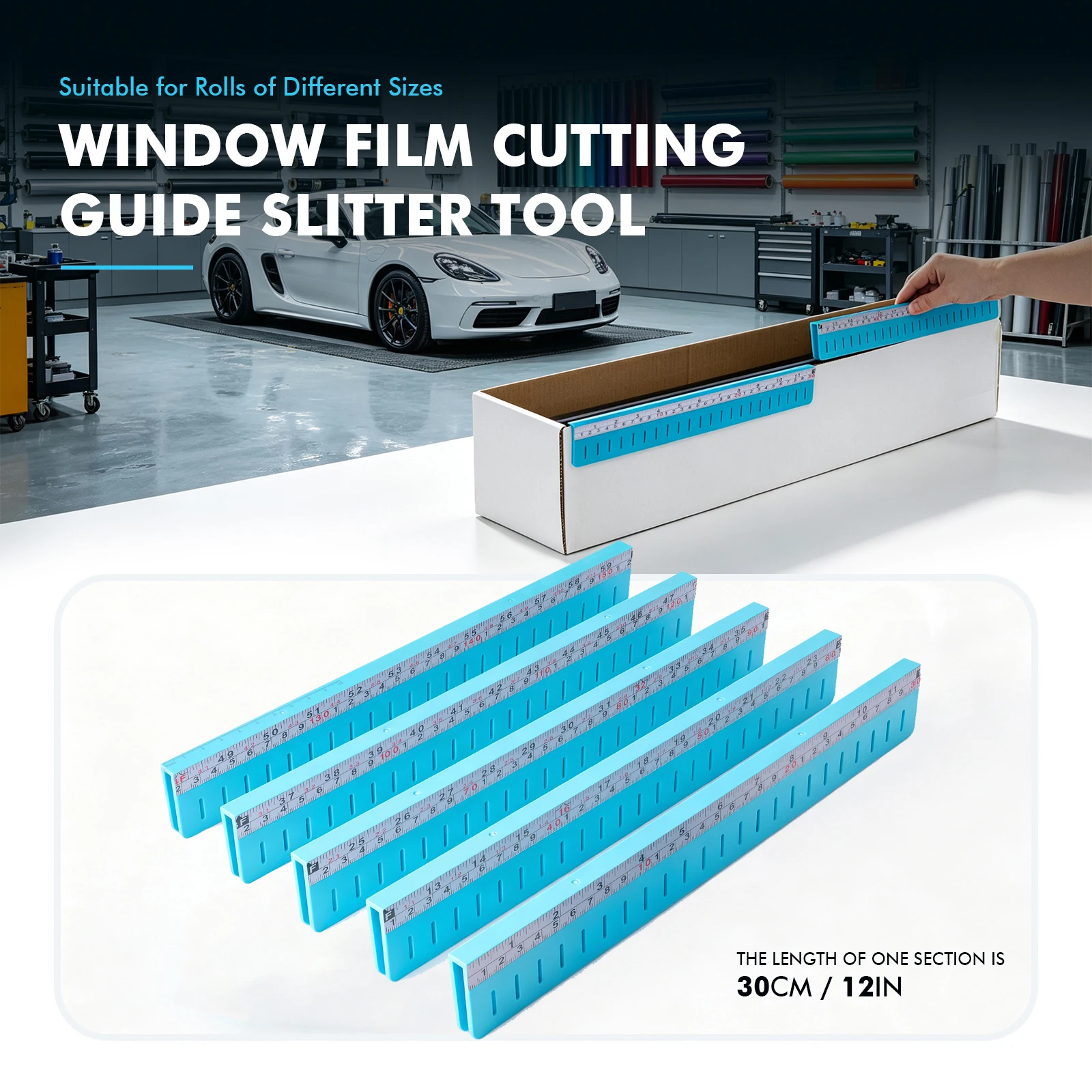 FOSHIO 60Inch Precise Slitter Guiding Tool For PPF Car Vinyl Wrap Styling Cutting Decal Wallpaper Trimming Knife Aid Accessories