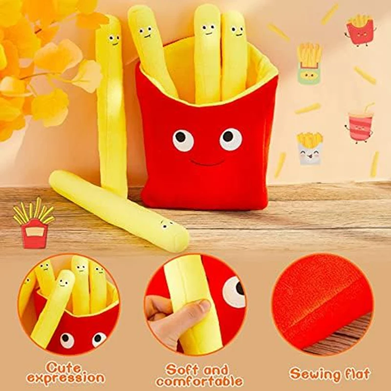 Food Pillows, Cute French Fry Plush Toy Stuffed Removable Plush French Fries Funny, Creative-Simulation Pillow Durable Well-Made