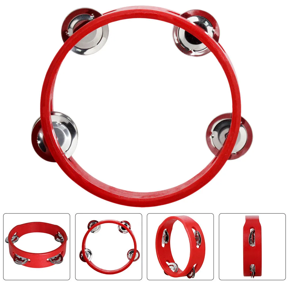 

Tambourine For Single Row Wooden Hand Bell Jingle Bell Smooth Handle Music Instrument Hand Percussion
