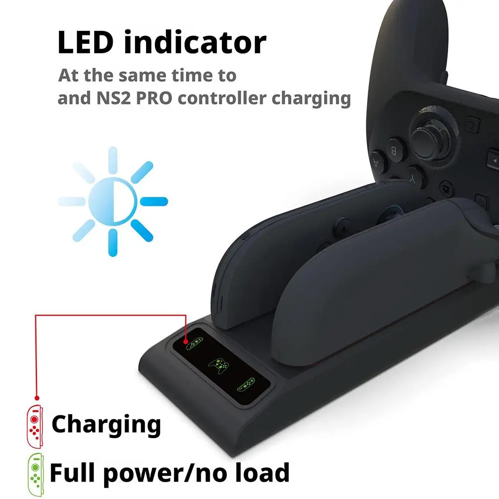 3 em 1 base de carregamento alça luz indicadora estação doca para switch 2/switch2 pro console para ns2 controlador esquerdo e direito