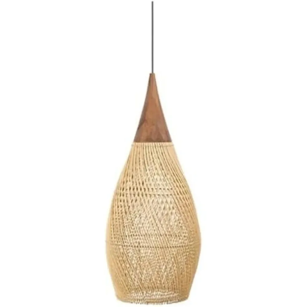 JOYINLED 25CM Retro Rattan Pendant Light E27 Handwoven Hanging Lamp for Dining Room Bedroom Boho Rustic Natural Home Decor