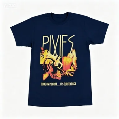 Vintage Pixies Surfer Rosa Album Print Casual Oversized Cotton Band Tee for Men Women Streetwear Top