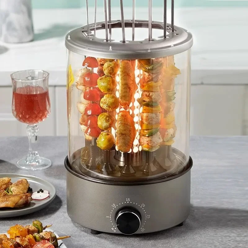 التلقائي المنزلية الكهربائية شواية باربيكيو 3-5 أشخاص أسياخ كهربائية آلة الدورية أسياخ لحم الضأن دخاني ماكينة شواء