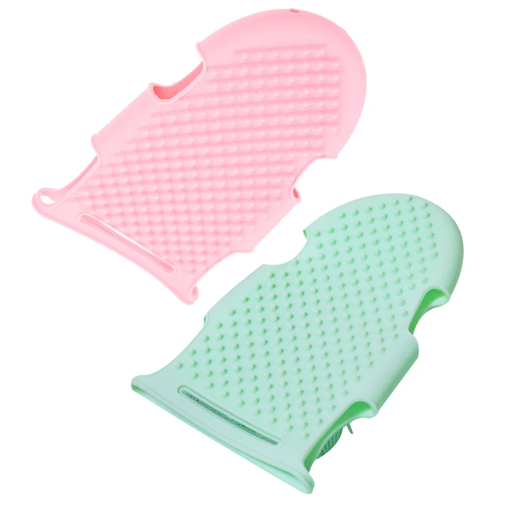 

2 Pcs Silicone Bath Brush Body Loofah Bathroom Accessory Comfortable Scrubber Household Supply Portable Accessories Take