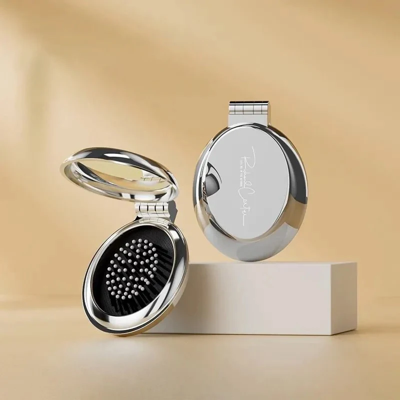 2 in 1 Mini tragbare Klapp kamm Spiegel Luftkissen Versilberung Haarkamm kosmetische Reise tasche Haar bürste Make-up-Tool Geschenk