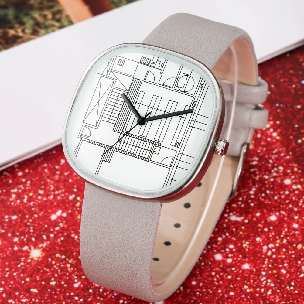 Women Square Dial Watch Gray Strap White Dial Pin Buckle Simple And Practical Composition Pattern Is Suitable For Daily Life