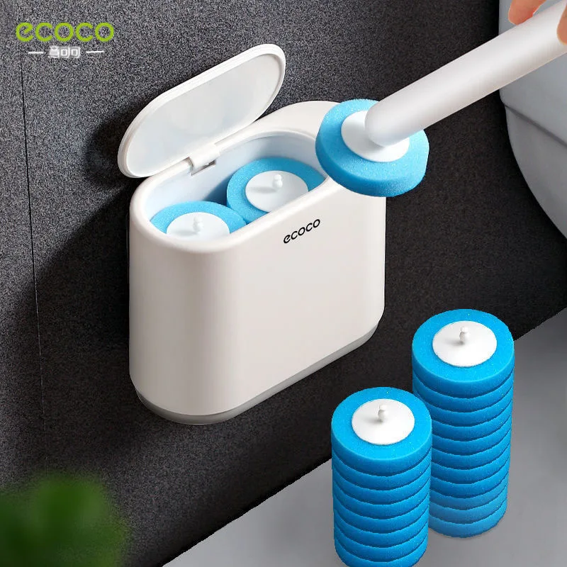 ECOCO Disposable Toilet Brush Household Cleaner Wall Mounted Artifact Bathroom Floor Cleaning Home Helper Storage Box Case Set